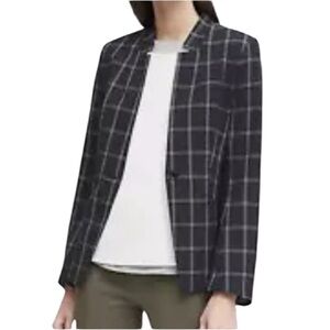 Banana Republic Windowpane Blazer Size 2 Blue Office Jacket Pockets Work Career